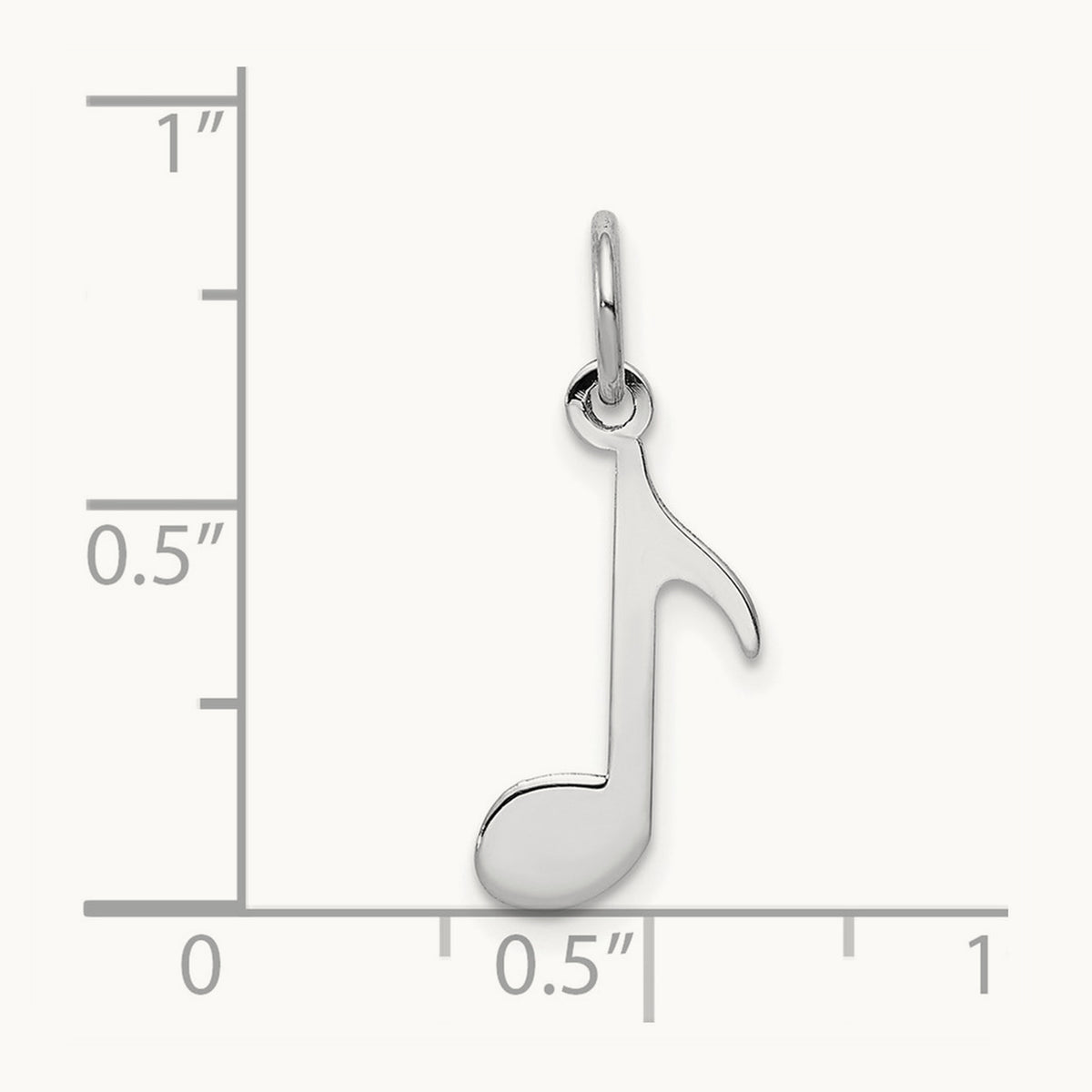 Polished Musical Note Charm — 14K White Gold, 21mm