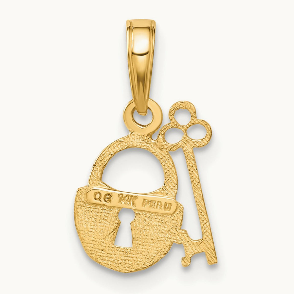 Polished Key and Lock Charm, 14K