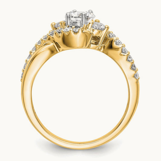 Round Criss Cross Engagement Ring, 0.50 ct tw Lab-Grown Diamond — 14K Yellow Gold