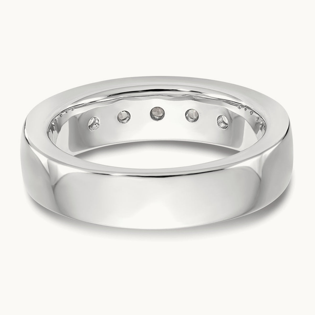 5-Stone Diamond Channel Band, 14K White Gold