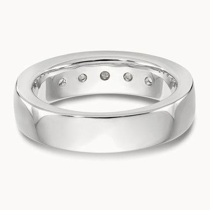 5-Stone Diamond Channel Band, 14K White Gold