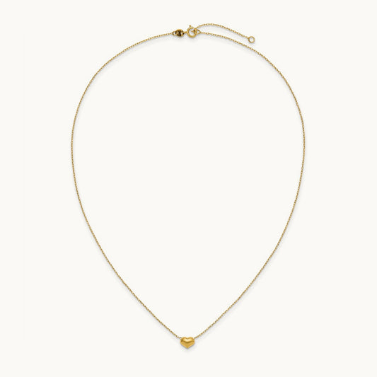 Madi K Small Hollow Heart w/ Chain and 1in ext. Necklace, 14K