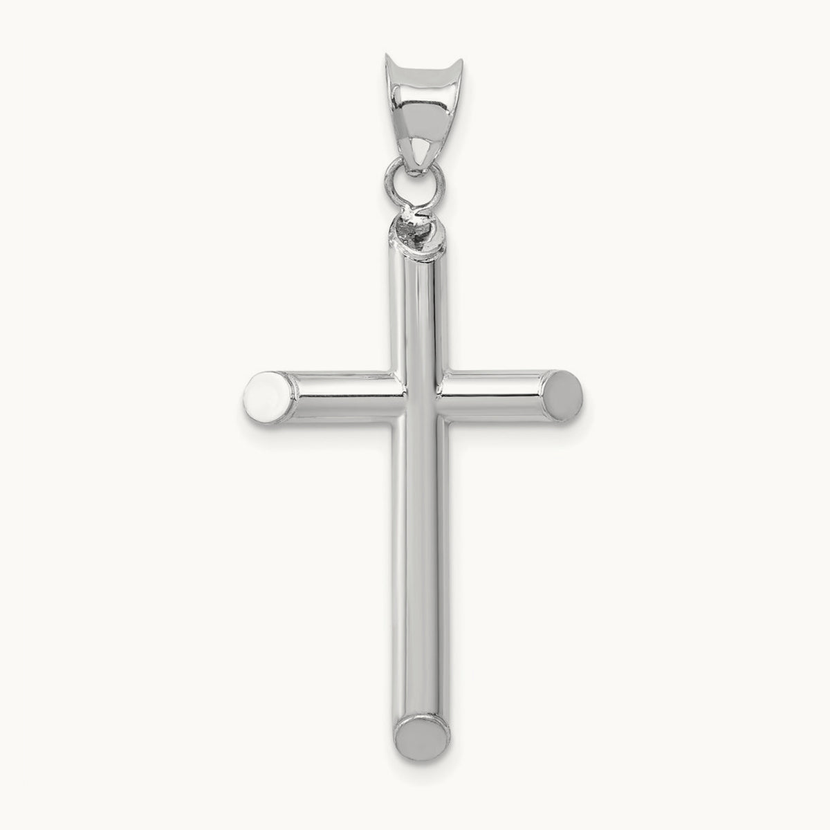 Hollow Cross Pendant, 14K White Gold