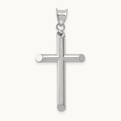 Hollow Cross Pendant, 14K White Gold