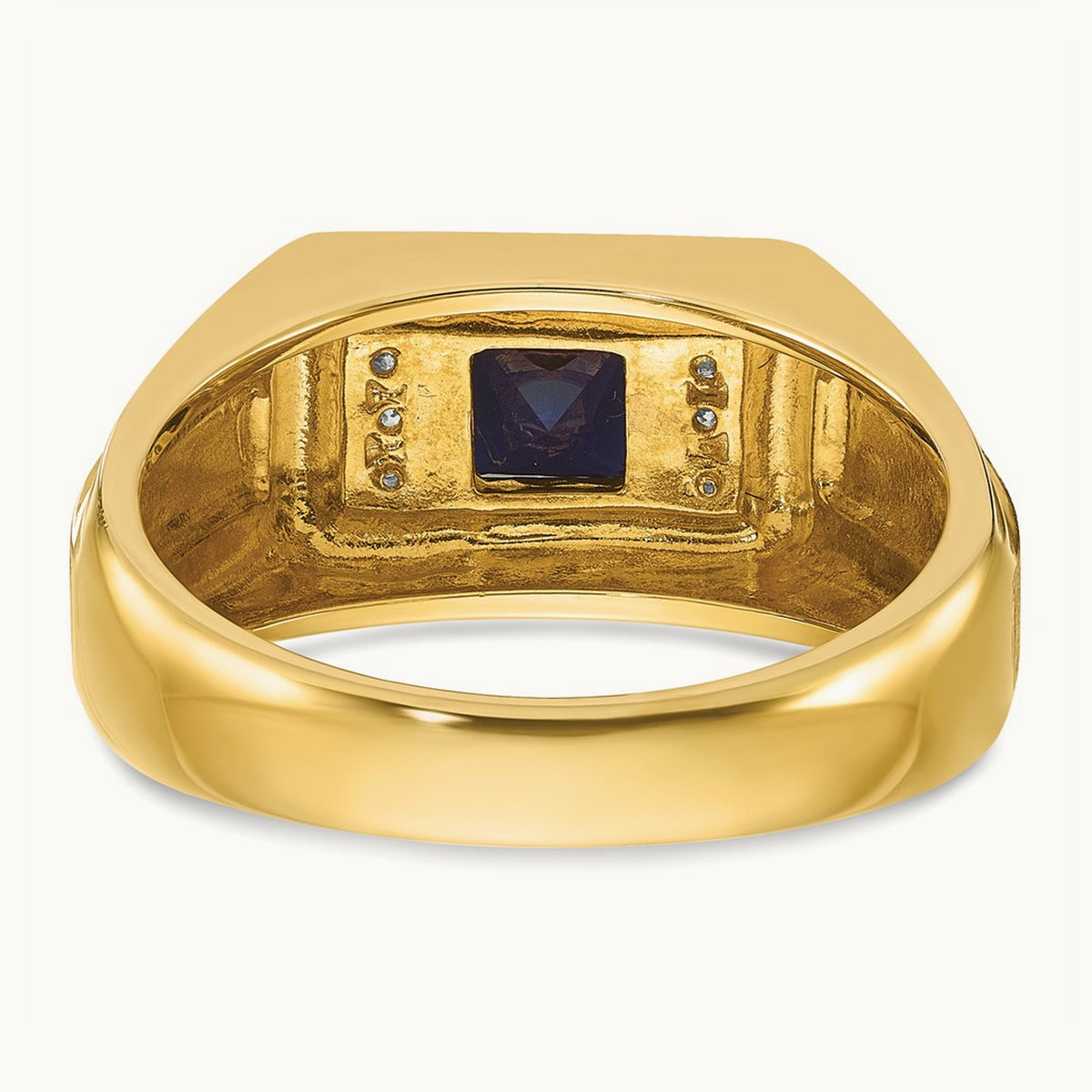IBGoodman Men's Cr.Sapphire and Diamond Satin Complete Ring, 14K