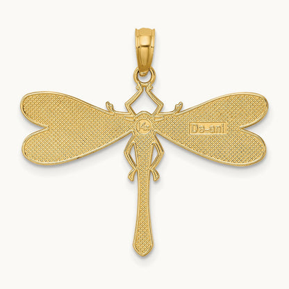 Multi Color Enamel Dragonfly Charm, 14K