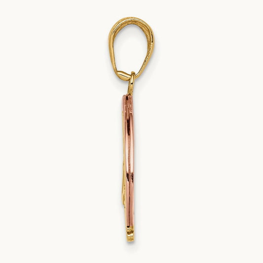 w/White Rhod FOLLOW YOUR DREAMS Rainbow Charm, 14K Two-tone