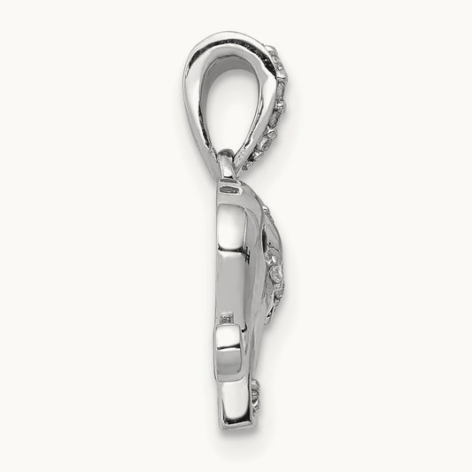 Black/White Diamond Elephant Pendant, 14K White Gold