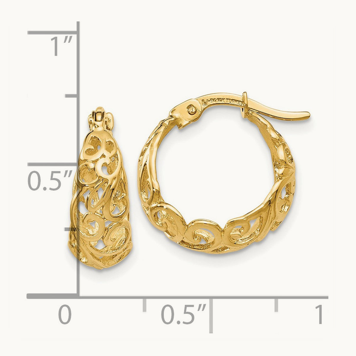 Polished Filigree Hoop Earrings, 14K — Leslie's