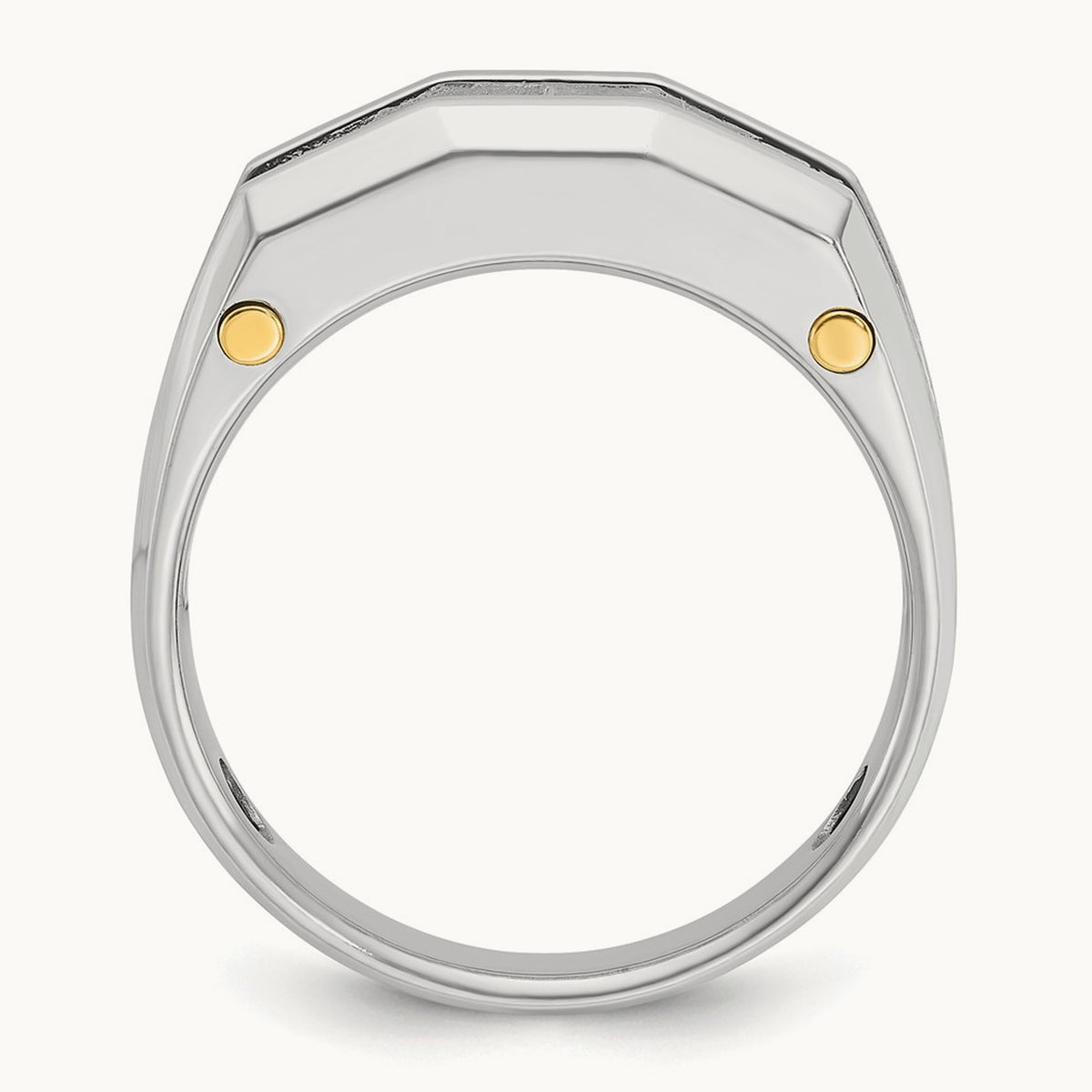 14ktt IBGoodman Men's Polished & Satin Cut-Out 5-Stone Diamond Ring