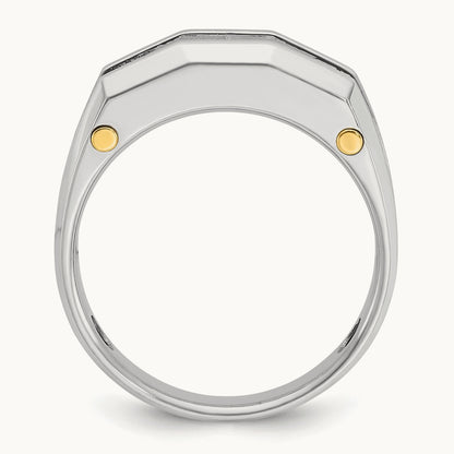 14ktt IBGoodman Men's Polished & Satin Cut-Out 5-Stone Diamond Ring