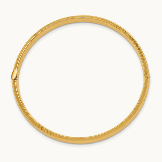 3/16 Hammered Children's Hinged Bangle, 14K