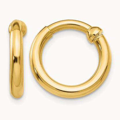 Non-Pierced Hoop Earrings, 14K