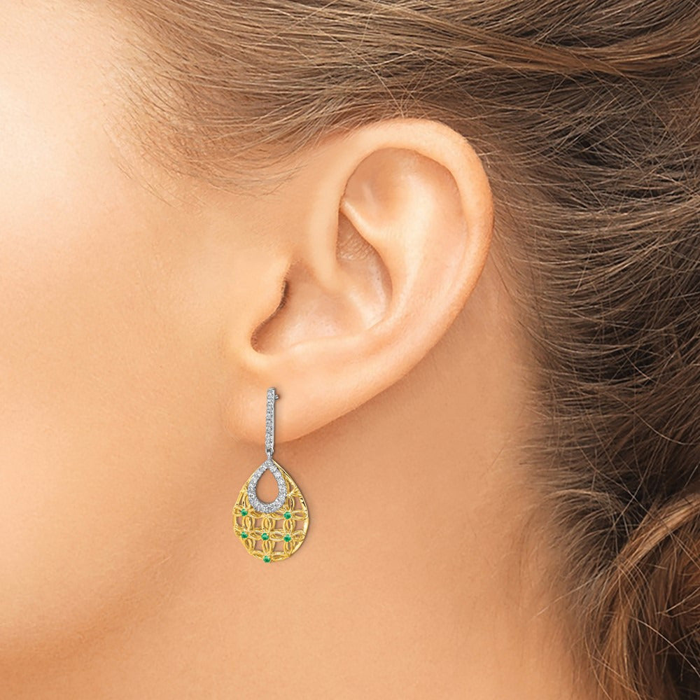 Emerald and Diamond Dangle Earrings — photo set