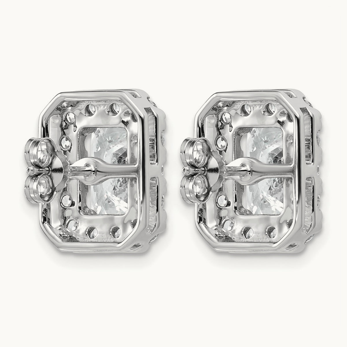 Radiant Halo Post Earrings, 0.50-8.50 ct tw Lab-Grown Diamond — 5 3/4 ct, 14K White Gold