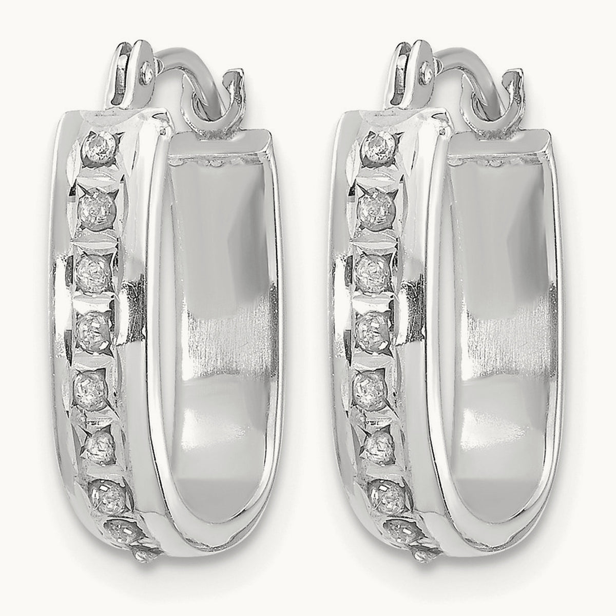 WG Diamond Fascination Diamond Dust/Accent Hoop Earrings, 14K