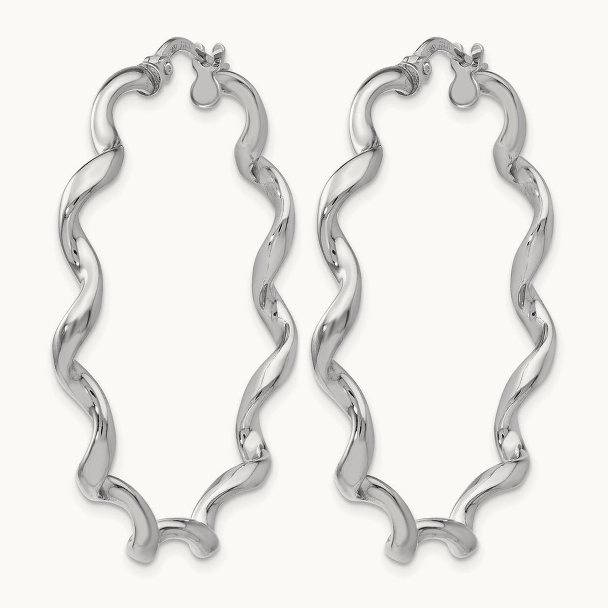 RH-plated Polished Twisted Hoop Earrings, Sterling Silver — Leslie's