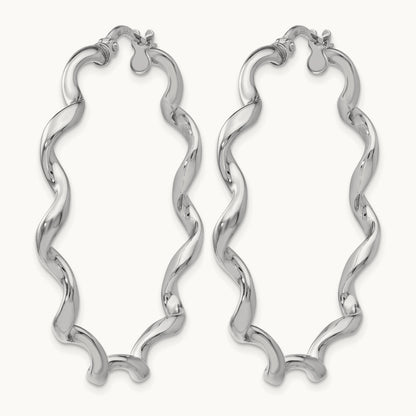 RH-plated Polished Twisted Hoop Earrings, Sterling Silver — Leslie's
