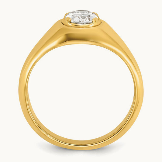 Oval Men's Ring — 14K Yellow Gold, 10