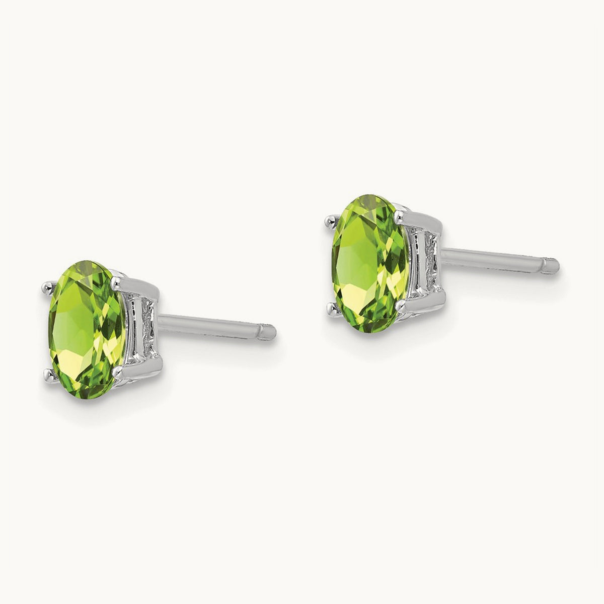 6x4mm Oval Peridot Earrings, 14K White Gold