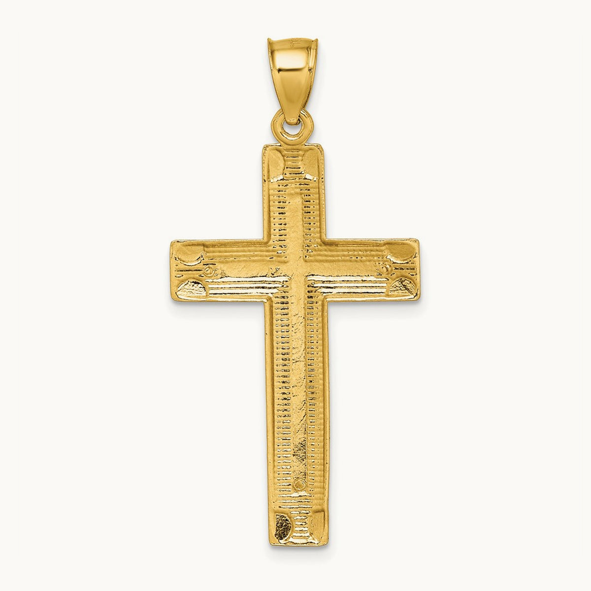 Polished Diamond-cut Textured Fancy Cross Pendant — photo set