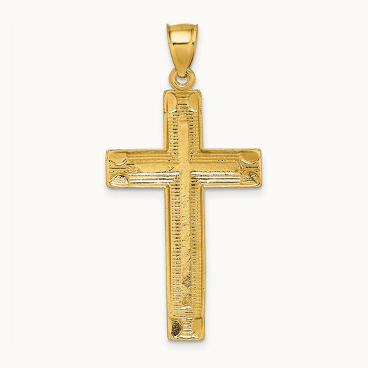 Polished Diamond-cut Textured Fancy Cross Pendant — photo set