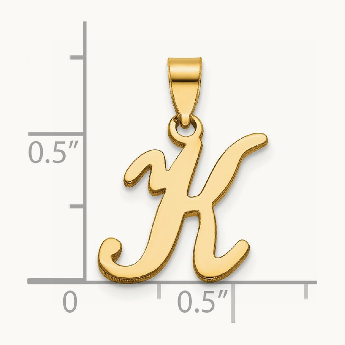 Script Letter K Initial Pendant, 14K Yellow Gold
