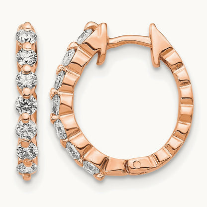 AA Diamond Hinged Hoop Earrings, 14K Rose Gold