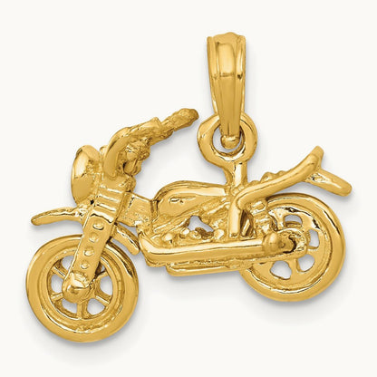 3-D Moveable Motorcycle Pendant, 14K