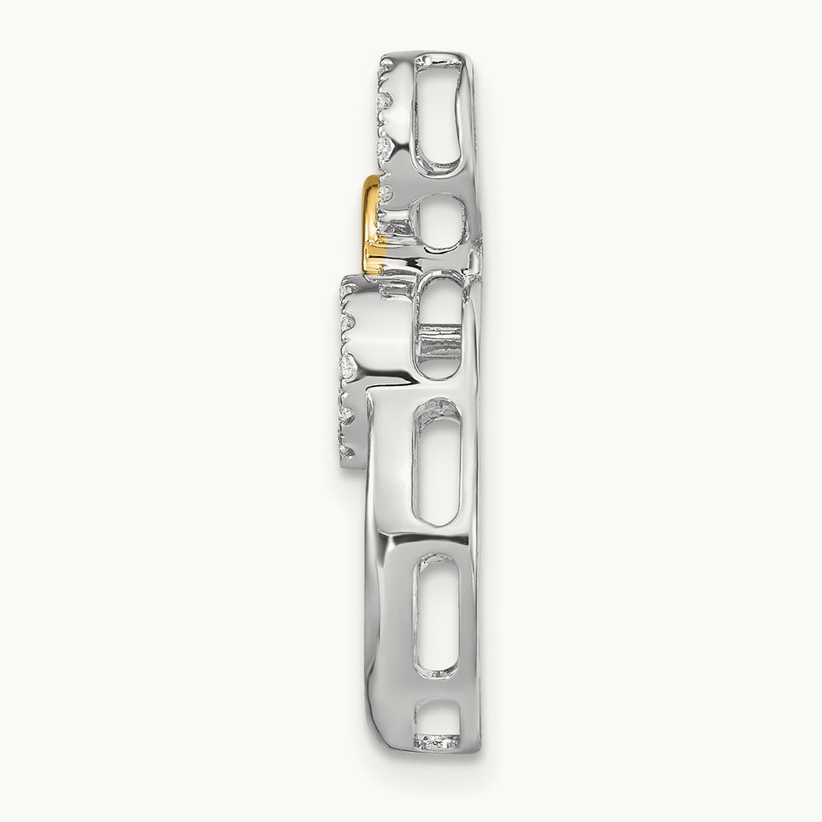 Polished Diamond Circles Chain Slide, 14K Two-tone