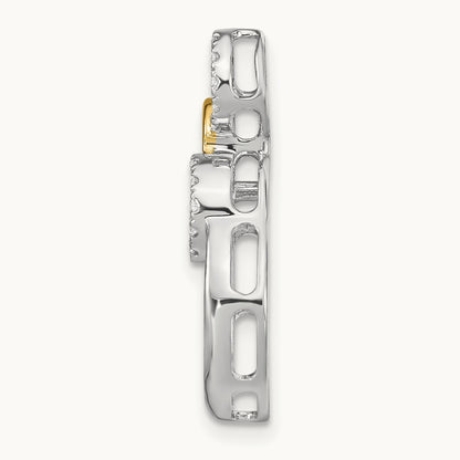 Polished Diamond Circles Chain Slide, 14K Two-tone
