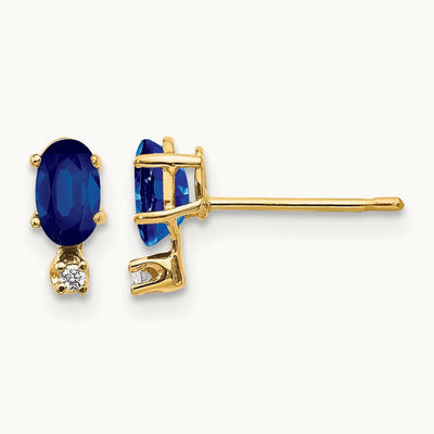 Diamond & Sapphire Birthstone Earrings, 14K