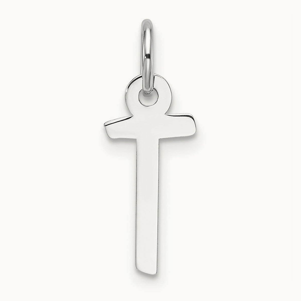 Slanted Block Initial Charm — 14K White Gold, T