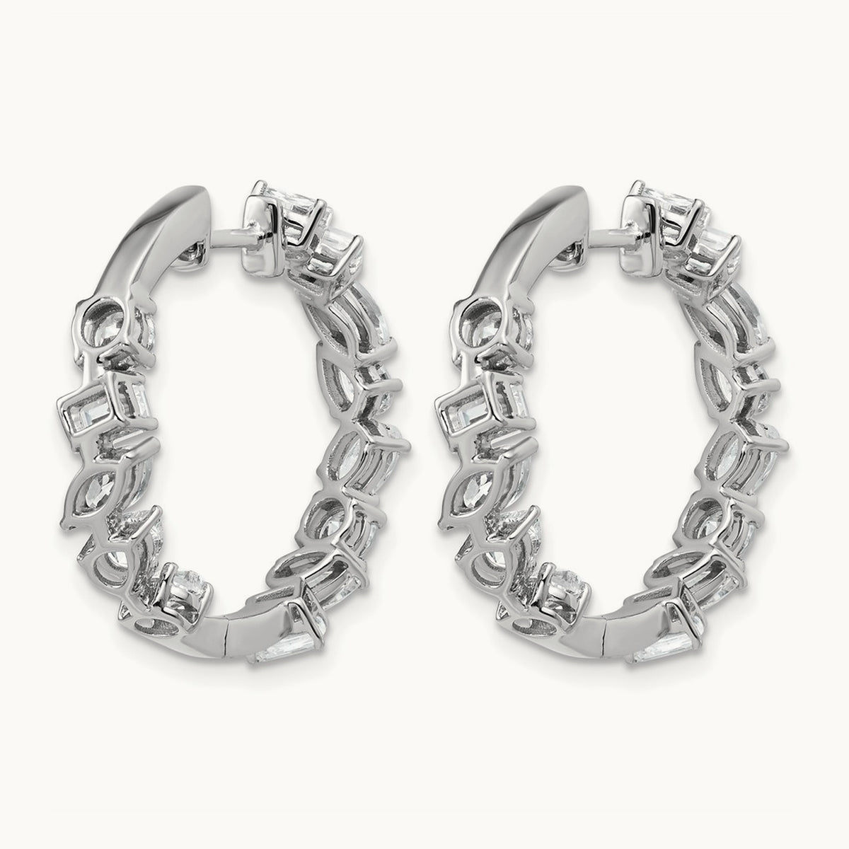 Hinged in/Out Hoop Earrings, 4.50 ct tw Lab-Grown Diamond — 14K White Gold