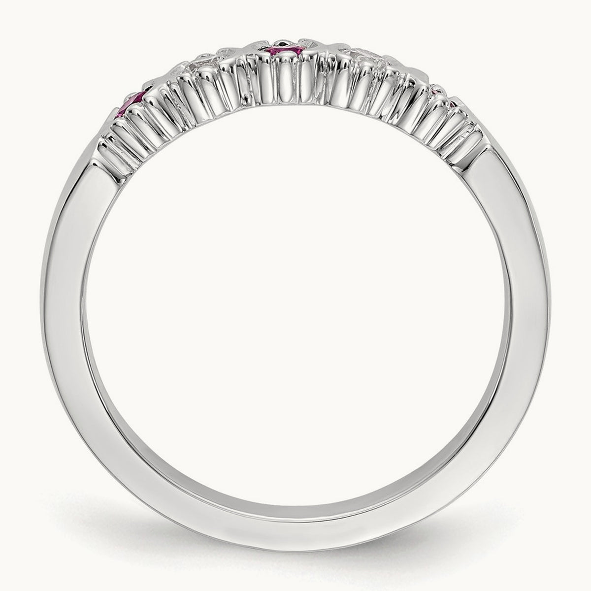 Diamond with Ruby Band — 14K White Gold, 7