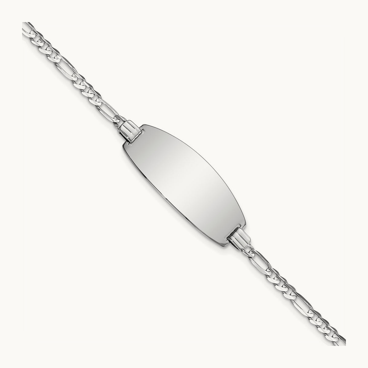 Oval Figaro ID Bracelet — 14K White Gold