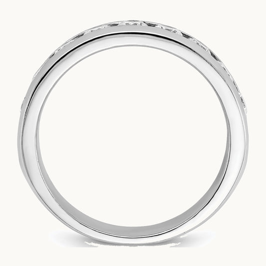 IBGoodman 14K White Gold Men's Polished 9-Stone 1 Carat AA Quality Diamond Ring