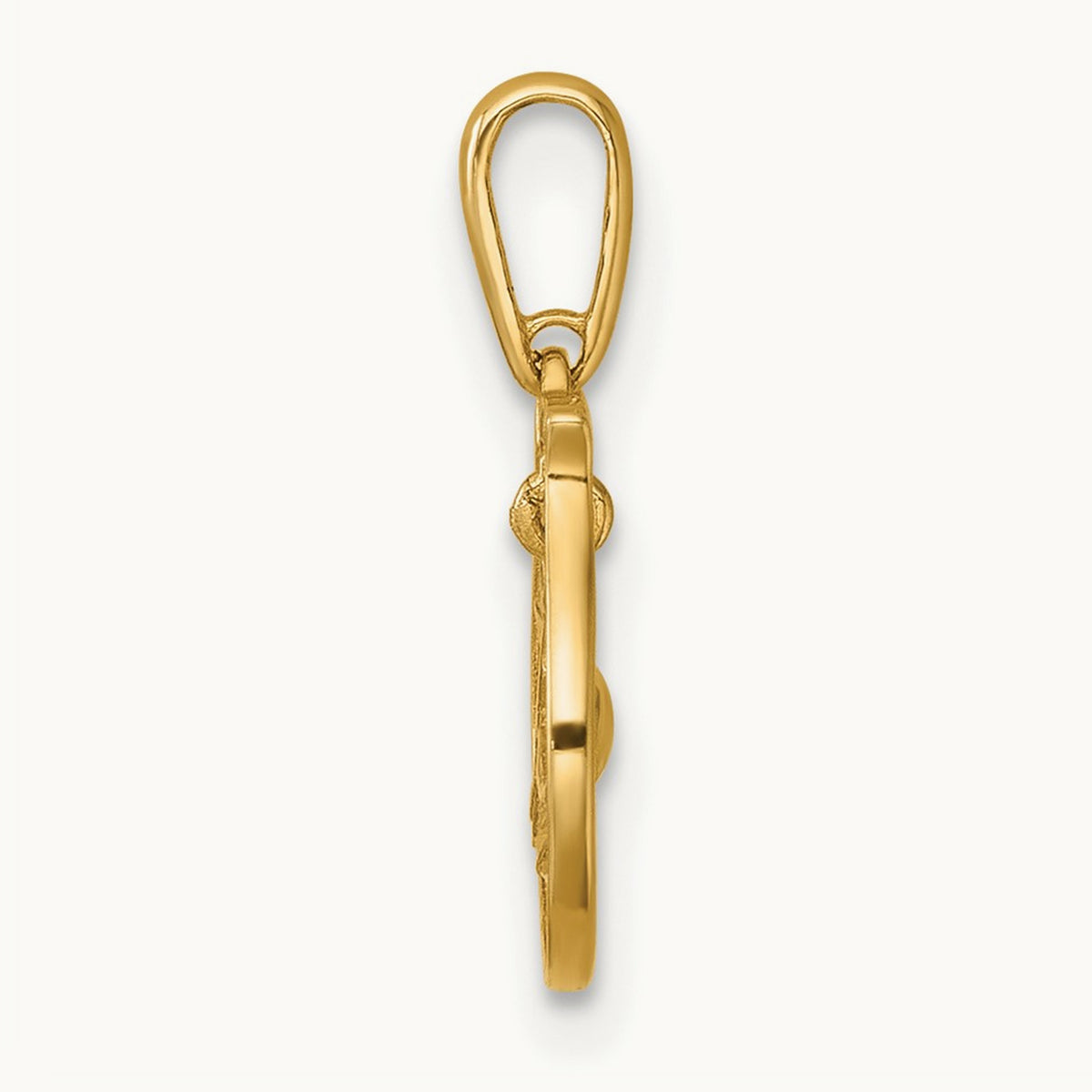 Polished Fish Bowl with Dangling Fish Pendant, 14K