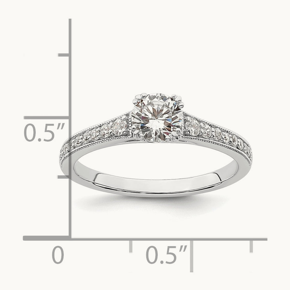 1/2ct Round Semi-Mount Engagement Dia Ring, 14K White Gold