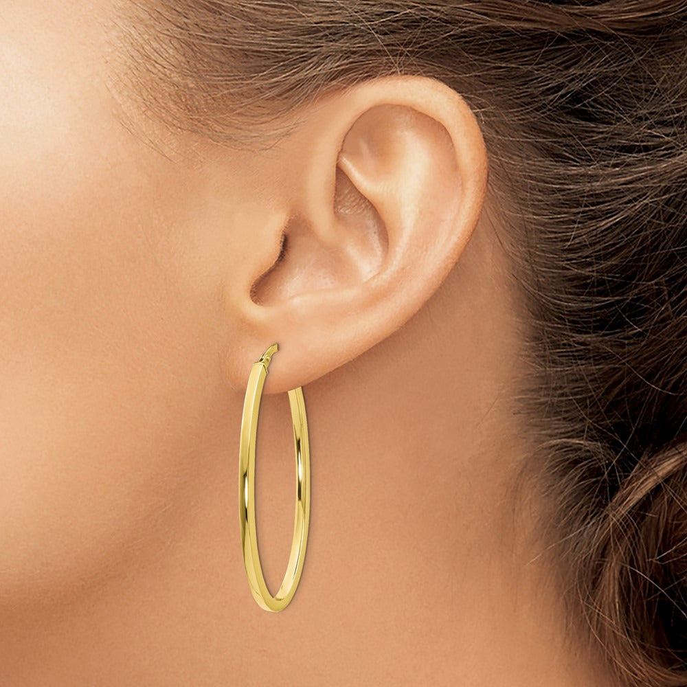 Polished Oval Hinged Hoop Earrings — Leslie's — 10K Yellow Gold, 41mm