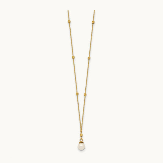 Beaded Chain w/ Freshwater Cultured Pearl Necklace, 5mm, 14K