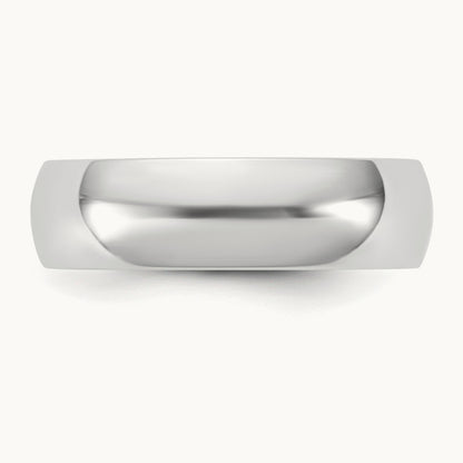 Lightweight Half Round Band, 5.5mm, 10K White Gold