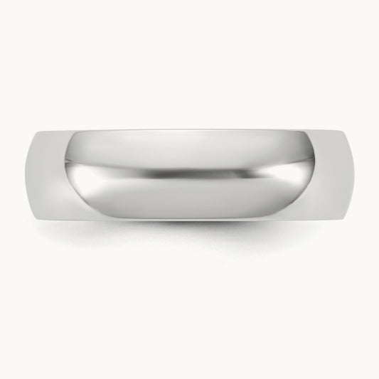 Lightweight Half Round Band, 5.5mm, 10K White Gold