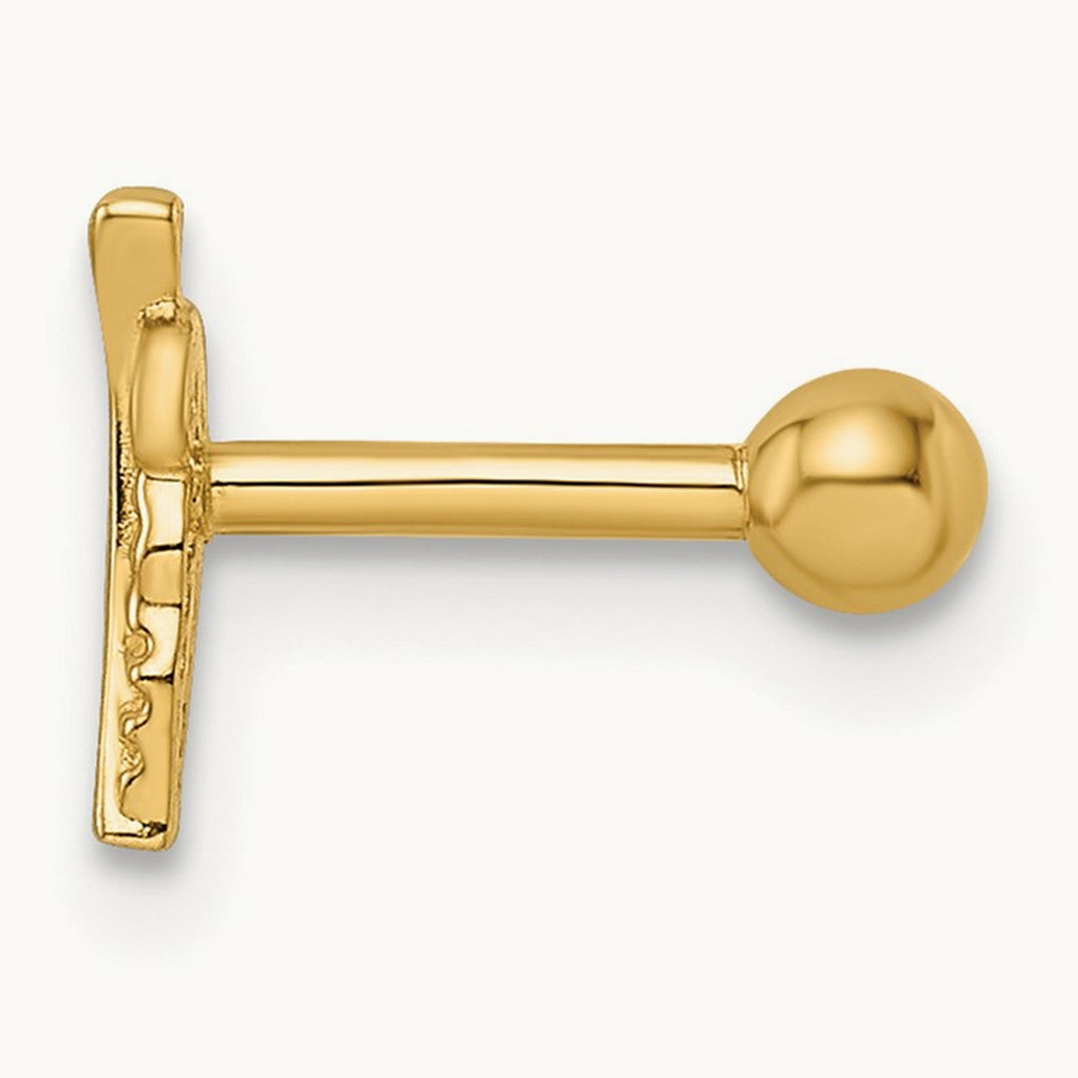 16 Gauge Leaf Labret Stud, 14K