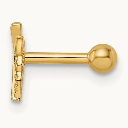 16 Gauge Leaf Labret Stud, 14K