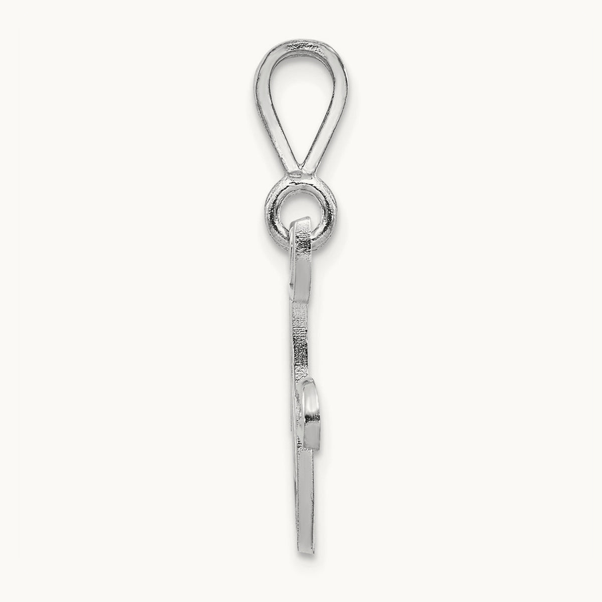 Solid Polished Script Filigree Initial Pendant — F