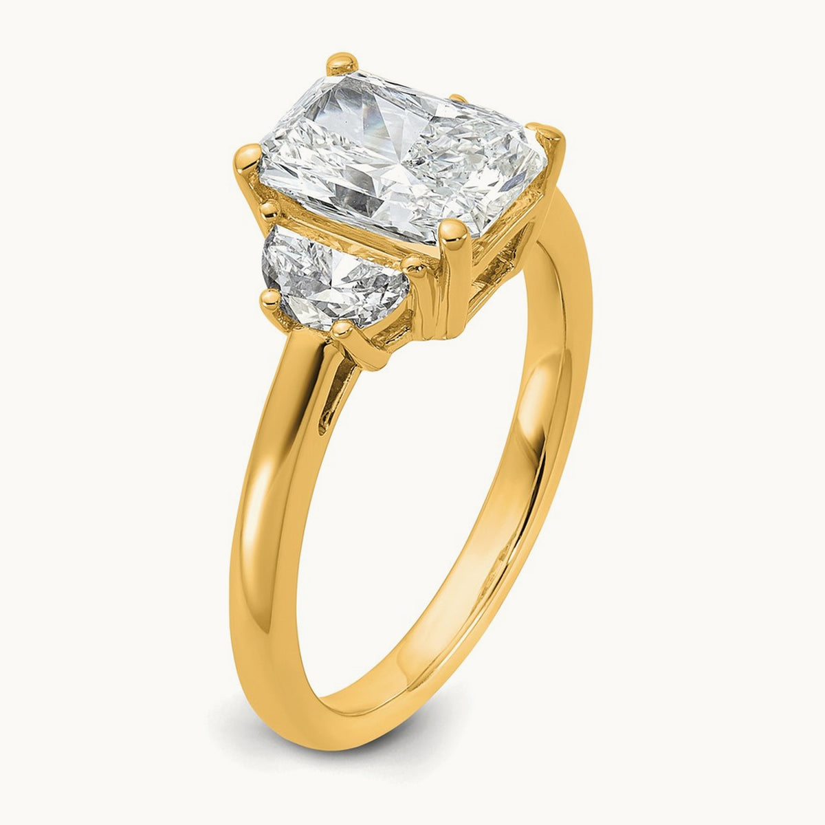 Radiant & 1/2 Moon Engagement Ring, 1.25-4.00 ct tw Lab-Grown Diamond — 2 1/2 ct, 14K Yellow Gold