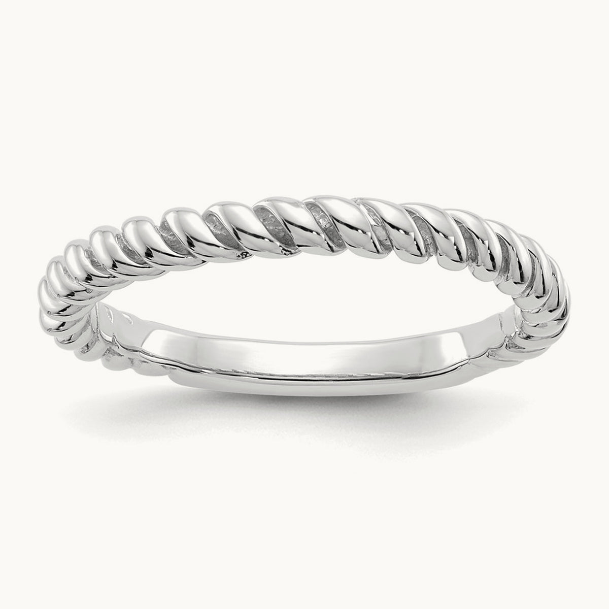 Polished Twisted Band — 14K White Gold, 6.5