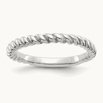 Polished Twisted Band — 14K White Gold, 6.5