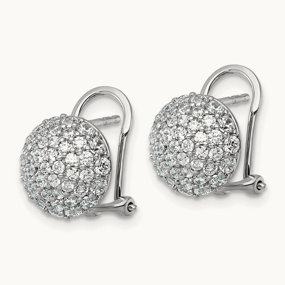 Pave Ball Leverback Post Earrings, 1.50-4.00 ct tw Lab-Grown Diamond — 1 5/8 ct, 14K White Gold